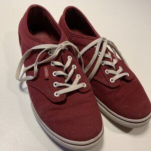 Vans Authentic Red Canvas Sneakers Womens 8 Skate Shoes Casual Lace Up Low Top